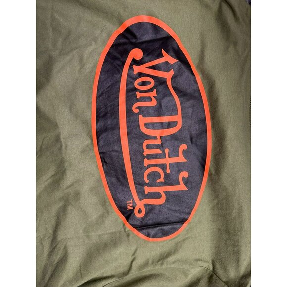Von Dutch Olive Green T-Shirt M Logo Embroidery Front Print Back Casual Wear Dur - Picture 5 of 5